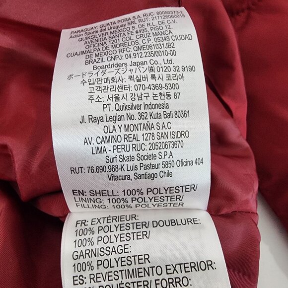 Roxy Womens Color-Block Puffer Jacket XL Red & Pink Hooded Winter Coat - Picture 16 of 16